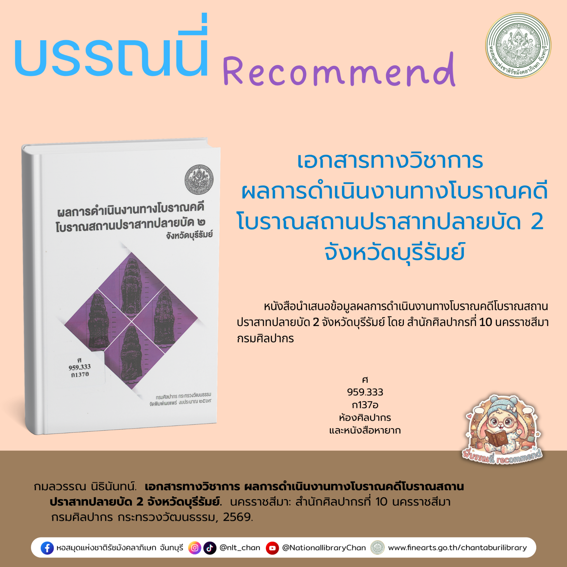 ภาพประกอบ :เอกสารทางวิชาการ ผลการดำเนินงานทางโบราณคดีโบราณสถานปราสาทปลายบัด 2 จังหวัดบุรีรัมย์
