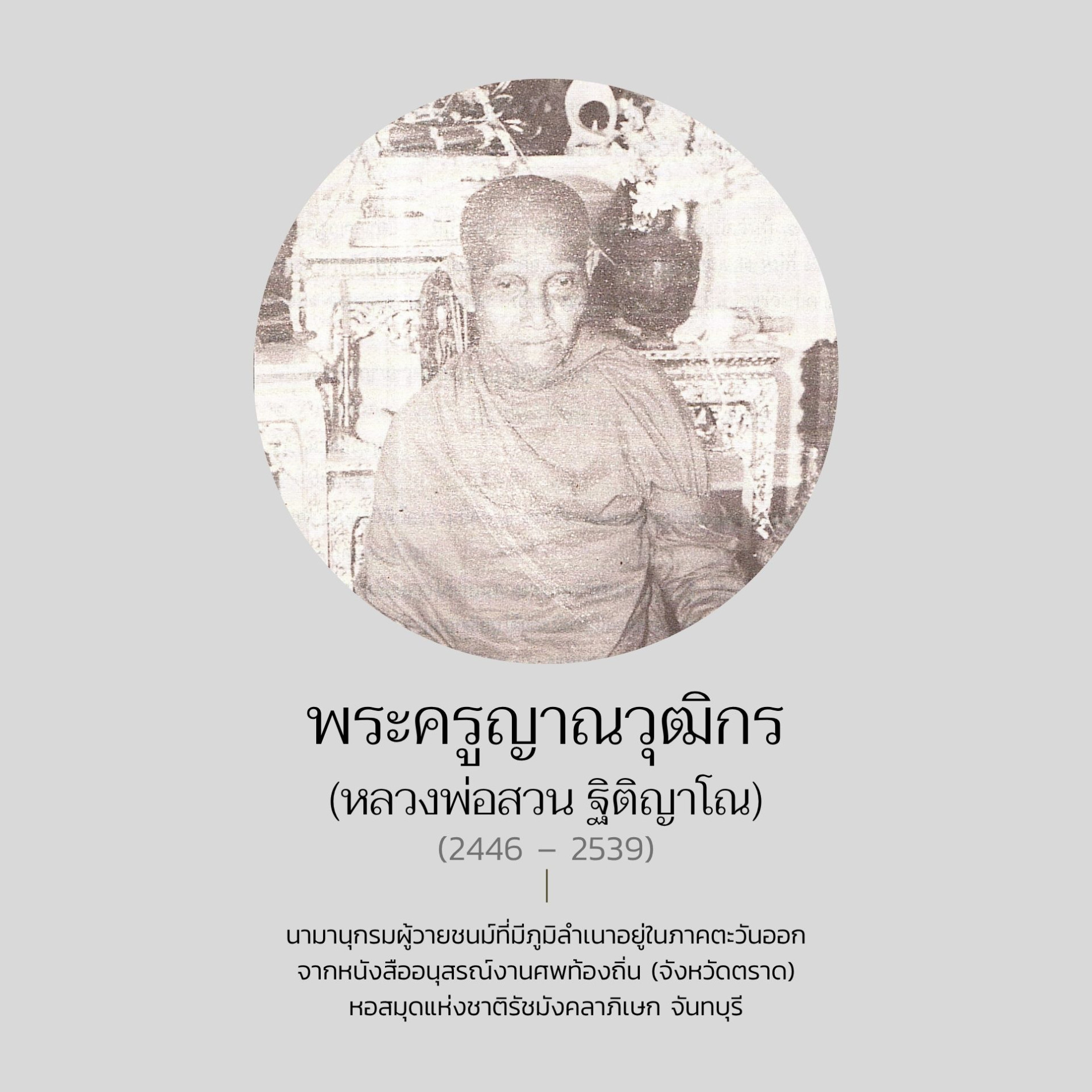 ภาพประกอบ :พระครูญาณวุฒิกร  (หลวงพ่อสวน ฐิติญาโณ)