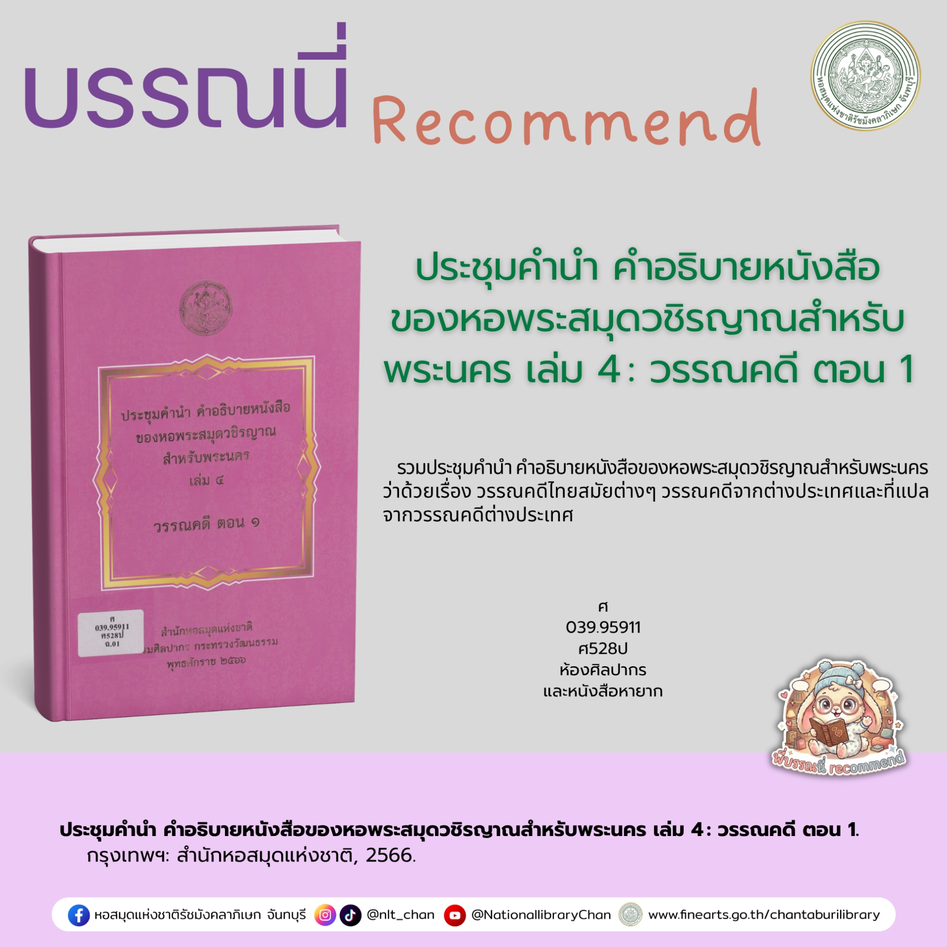 ภาพประกอบ :ประชุมคำนำ คำอธิบายหนังสือของหอพระสมุดวชิรญาณสำหรับพระนคร เล่ม 4 : วรรณคดี ตอน 1