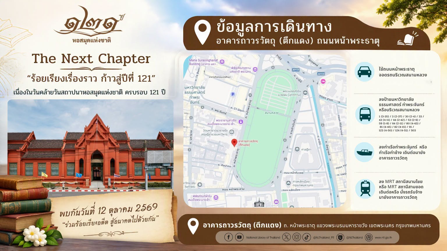 ภาพประกอบ :กิจกรรม “The Next Chapter: ร้อยเรียงเรื่องราว ก้าวสู่ปีที่ 121” เนื่องในวันคล้ายวันสถาปนาหอสมุดแห่งชาติ ครบรอบ 121 ปี
